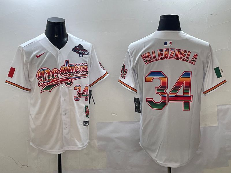 Men Los Angeles Dodgers #34 Valenzuela White Fashion Game 2025 Nike MLB Jersey style 3124->los angeles dodgers->MLB Jersey